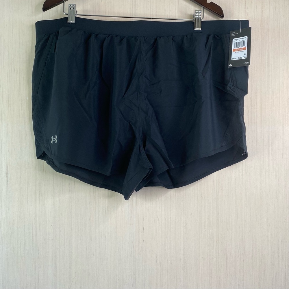 NWT Under Armour Women’s Plus Loose Heatgear Fly By 2.0 Running Shorts Black 3XL